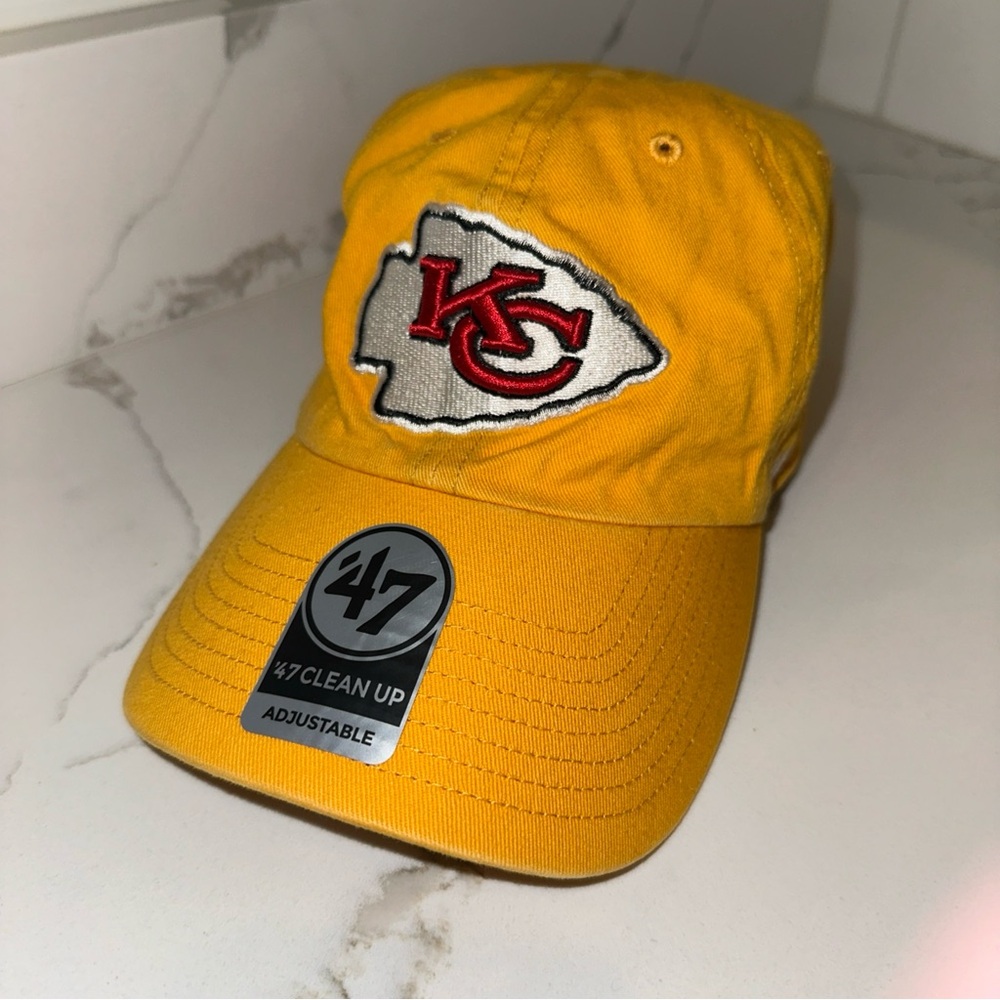 Kansas City Chiefs '47 Brand NFL Adjustable Gold Clean Up Dad Cap Hat - OSFA